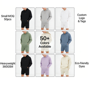 Ensemble de survêtement d'été décontracté pour homme avec short à capuche, respirant, en <span class=keywords><strong>Spandex</strong></span>, pour la gym, avec broderie personnalisée, ensemble sweat à capuche et short - Product Image 3