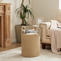 Panier de rangement en corde de coton tressée, panier à linge, grande capacité, diamètre 40 cm, hauteur 50 cm, design moderne et minimaliste