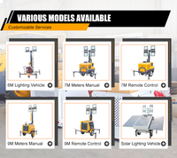 Tours d'éclairage mobiles LED 4x400W, mât télescopique de 9m, diesel, solaire, portable, éclairage extérieur pour travaux de construction et minières