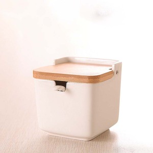 Cucina Spezia Vaso di Porcellana Zucchero Stoccaggio del Sale Pepe Vasi Coperchio del Contenitore Cucchiaio di <span class=keywords><strong>Ceramica</strong></span> Box Condimento Condimento Cremagliera - Product Image 5