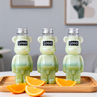 Bouteille de thé au lait en PET jetable de 500 ml en forme d'ours avec bouchon en aluminium, logo personnalisé pour jus, eau minérale et boissons froides