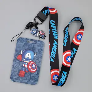 Lanyards Cool Cartoon Marvel Iron Man Spider Man Captain America Kaarthouder Anti-Verloren Id Bus Badge Case Lanyards Custom