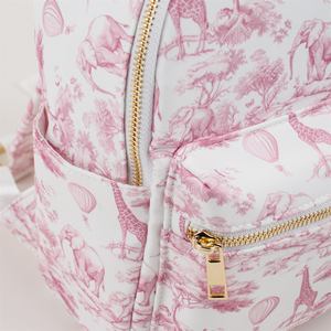 Zaino per Bambini Personalizzato con Ricamo Rosa Blu Safari Chinoiserie Toile De Jouy, Piccolo Zaino in Nylon per Bambini - Product Image 3