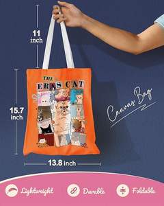 Bolsas de lona de algodón orgánico con asa larga doble grande con Lindo bolso de mano compras de comestibles bolso reutilizable de hombro - Product Image 2