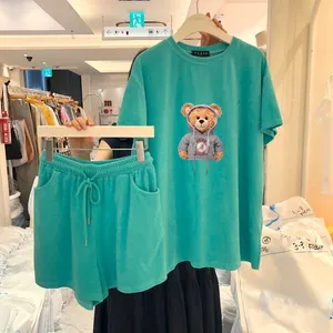 2022 New Arrivals Zomer Casual Grafische T-shirt Twee Stuk Shorts Set Vrouwen Print Vrouwen Korte Sets