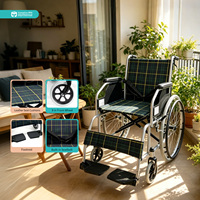 Fauteuil roulant en acier avec repose-pieds en aluminium, roues arrière solides de 24 pouces, double barre transversale, pliable, manuel, pour personnes âgées