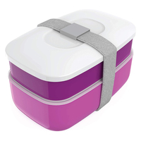 Nouvelle boîte à lunch Bento en plastique imbriquée à double couche durable sans BPA avec couverts pour adulte