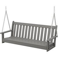Balançoire de jardin 2 places en HDPE avec banc suspendu résistant aux intempéries, chaînes en acier inoxydable et porte-gobelet dissimulé pour patio ou cour