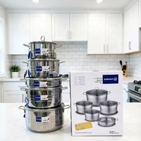 Lot de 10 grandes casseroles de cuisson multifonctionnelles en acier inoxydable 201 SUS pour cuisinière à induction