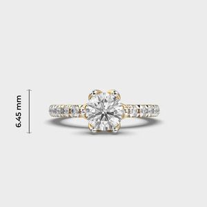แหวนเพชรทรงกลม 1.50 กะรัต เพชรเพาะเลี้ยงในห้องปฏิบัติการ ทอง 14K ดีไซน์เรียบหรู ของขวัญเครื่องประดับชั้นดีสำหรับผู้หญิง - Product Image 5