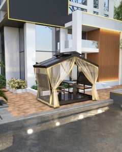 Gazebo Moderno de Lujo para Exteriores, de Aluminio, con Cortinas, Pérgola Impermeable, Pabellón para Jardín, Villa, Piscina, Resistente a la Intemperie - Product Image 1