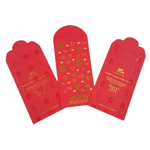 2023 gold foil luxury custom made envelope Chinese New Year envelope red pocket envelope