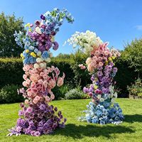 Fleurs artificielles en soie en gros, arche florale en forme de corne de taureau, arrangement floral artificiel doux et personnalisé pour mariage, événement, fête, mariée
