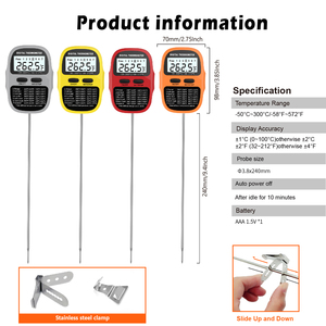 Độ chính xác cao ngay lập tức đọc Nhiệt kế kỹ thuật số cho Nhà Bếp Nấu Ăn Dài thăm dò kẹo nhiệt kế nồi Clip xoay hiển thị nhanh - Product Image 3