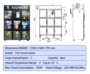 Máquina Expendedora de Flores Frescas JFP para Bodas y San Valentín, Dispensador de Ramos Refrigerado con Pantalla Táctil para Centros Comerciales, Eventos y Hoteles - Product Image 6