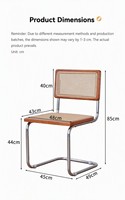 Chaise de salle à manger cantilever sans accoudoirs, style Mid-Century Modern, assise en rotin synthétique tressé, structure chromée argentée durable, mobilier de maison