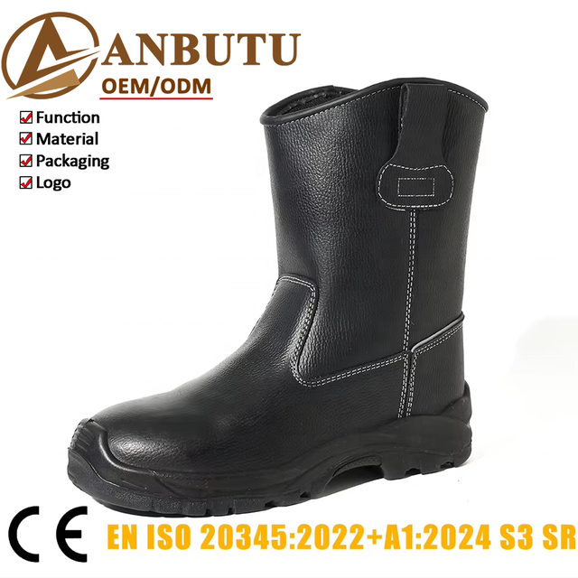 Wholesale Full Grain Leather Safety Boots - Steel Toe & Steel Midsole, Antistatic EN ISO 20345 S3 SR for Construction