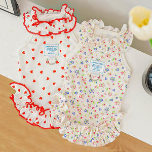 Vestido Floral Transpirable Delgado de Verano para Mascotas, Falda Linda de Princesa para Perros y Gatos con Borde Enrollado, Venta al por Mayor Transfronteriza - Product Image 4