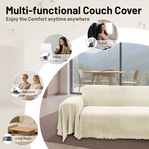 Housse de canapé en chenille beige en forme de L, élastique, extensible, imperméable, antistatique, antidérapante, lavable en machine, moderne, facile à nettoyer - Product Image 6