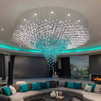 Lampu Gantung Kristal Warna-warni Modern Custom Ukuran Besar untuk Proyek Lobi Hotel, Villa, Majlis, dan Aula Perjamuan