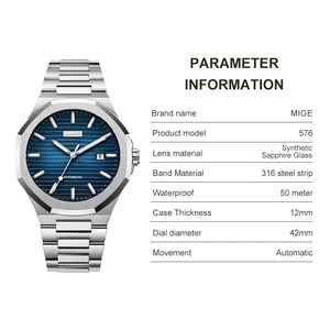 Hot Sale Miyota 8215 Movement 42MM Men's Date Automatic Mechanical Watch 316L Stainless Steel <b>Case</b> Bracelet OEM ODM - Product Image 4
