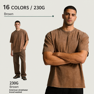 T-shirt personnalisé en coton 100% lourd 230G, OEM ODM, coupe ample unisexe, col rond, manches courtes, avec logo - Product Image 1