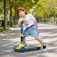 Trottinette Enfant Pliante 2-en-1 à Trois Roues avec LED Clignotantes en Plastique, Vente en Gros Usine, Personnalisable pour Garçons et Filles