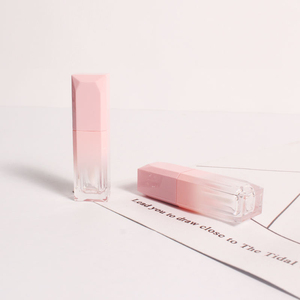 Wholesale Gradient Pink Black 4ML 5ML <b>Square</b> Lip Gloss Tube <b>Container</b> Makeup Lipgloss Bottle With Regular Big Brush - Product Image 2