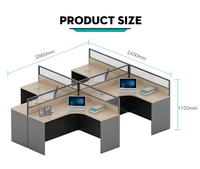 Meetco Cabine de bureau modulaire moderne pour 4 personnes pour centres d'appels, gymnases et villas, station de travail d'équipe de conception flexible