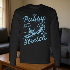 Camiseta de Manga Larga con Estampado de Gato que Ama Hacer Ejercicio, Humor Adulto, Unisex, Cuello Redondo, Serigrafiada - Product Image 2