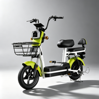 Vélo électrique adulte à double siège avec panier avant, fourni par l'usine, vélo électrique à 2 roues économique pour les trajets quotidiens
