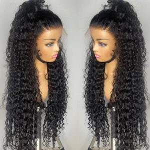 Peluca de cabello humano virgen para mujeres negras, pelo peruano con malla frontal, cutícula, barata