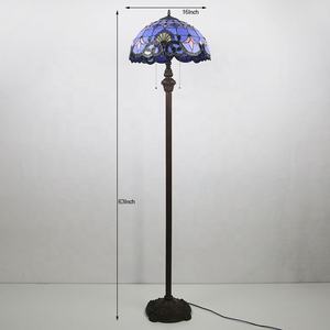 龙辉井蒂芙尼落地灯LED明亮站立阅读灯63英寸高大蓝色彩色玻璃巴洛克风格阴影地板灯 - Product Image 5
