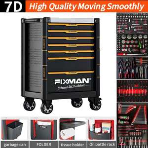 Tricar الثقيلة المتداول أداة معدنية 7 درج عجلات متينة للمرآب تخزين الأدوات - Product Image 2