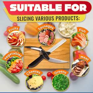 Couteau intelligent multifonction 2 en 1 et planche à découper Hachoir à légumes en acier inoxydable Planche à découper Ciseaux - Product Image 3