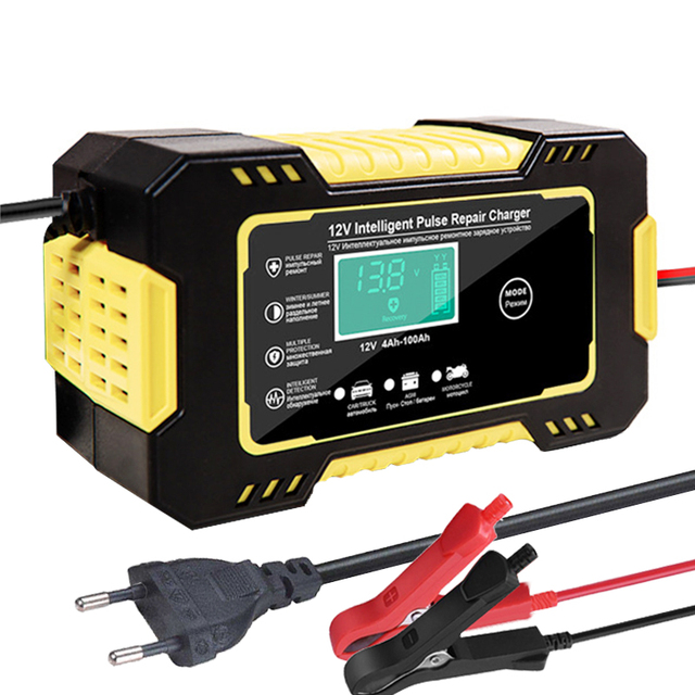 Intelligent 12V Car Motorcycle Battery Charger LCD Display Overheat Overcharge Protection Cigarette Lighter Type Accessories