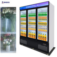 Congélateur commercial pour supermarché, vitrine verticale à porte vitrée transparente, réfrigérateur à température unique pour chocolat et boissons froides, avec éclairage LED