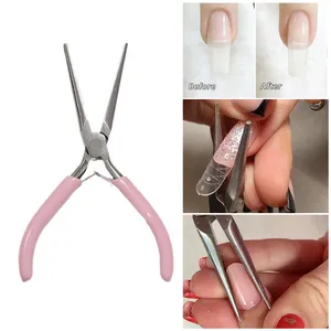 <span class=keywords><strong>Pince</strong></span> à épiler en acrylique pour la mise en forme des <span class=keywords><strong>ongles</strong></span>, outil de pincement courbe en C, clips d'extension de construction rapide, outils de manucure rose - Product Image 4