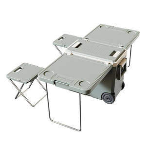 Table et tabouret <span class=keywords><strong>de</strong></span> refroidisseur <span class=keywords><strong>de</strong></span> glace pliants en plastique <span class=keywords><strong>de</strong></span> <span class=keywords><strong>grand</strong></span> <span class=keywords><strong>volume</strong></span> portatif populaire <span class=keywords><strong>de</strong></span> 32L pour le camping avec la poignée et les roues - Product Image 3