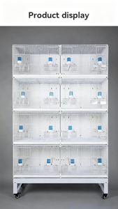 Cages à canaris empilables et pliables à 4 niveaux en fil blanc, cages à oiseaux d'amour de luxe faites à la main, emballage en carton avec boîte à abreuvoir - Product Image 3