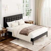 Lit de Luxe Personnalisable et Réglable avec Tissu Velours et Sommier à Lattes Robuste pour Suite Principale