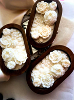 LANJO Bougie aromatique artisanale en cire de soja écologique dans un bol en bois pour la Saint-Valentin, Thanksgiving, Diwali, Pâques, personnalisable