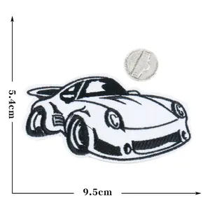 White Sports Car Embroidered Cloth Pastes Vintage Beautify Decorated Children's Room Bedroom Clothing Accessories