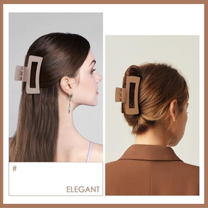 กิ๊บหนีบผมพลาสติกทรงสี่เหลี่ยมขนาดกลาง 8.5 ซม. แบบด้าน สีเมทัลลิก สไตล์ยุโรป แข็งแรง ไม่ลื่น สำหรับผู้หญิง ผมหนา ใช้ในงานปาร์ตี้ - Product Image 2
