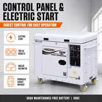 Générateur diesel super silencieux 9KW, 9000W nominaux, moteur 720CC, démarrage électrique, pour chantier, entrepôt et alimentation de secours