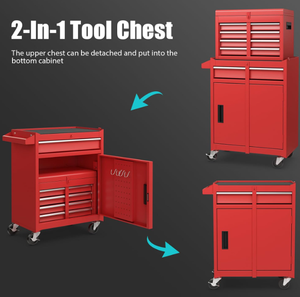 Goplusツールチェスト5引き出しローリングツールキャビネット取り外し可能なトップツールボックス、ユニバーサルロック可能ホイール - Product Image 2