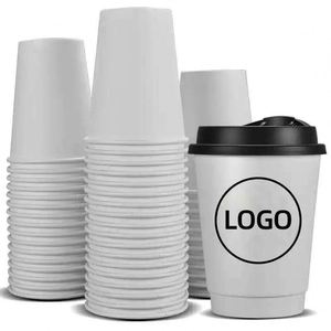 Gobelet en papier jetable à double paroi, multi-spécifications, avec logo personnalisé et couvercle en plastique, pour café, lait, thé, jus, vin - Product Image 3