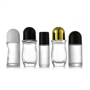 Botellas de vidrio rellenables para desodorante, botellas de rodillo de aceite esencial de 1,7 Oz, 50 ml, para crema solar hidratante
