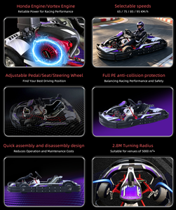 Kart à pédales à essence 4 temps 390CC monoplace pour adultes et adolescents, propulsion arrière, réglable, 85 km/h - Product Image 2