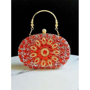 派对舞会玫瑰花形水晶手提包 闪亮亮片钱包 水晶手拿包 - Product Image 3